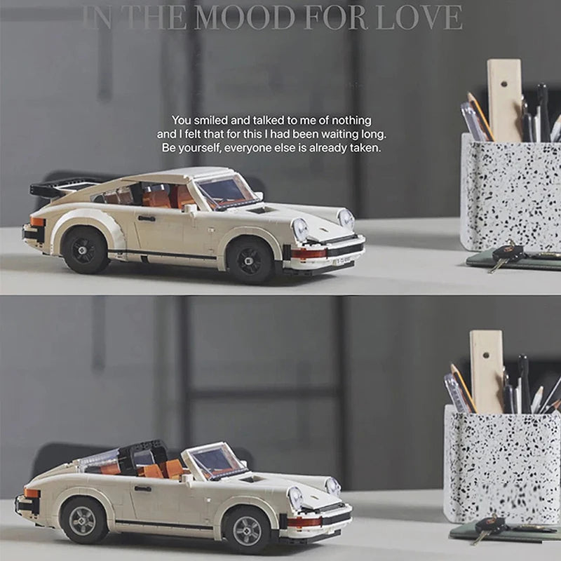 Retro Porsche 911 Convertible Sports Car Building Block