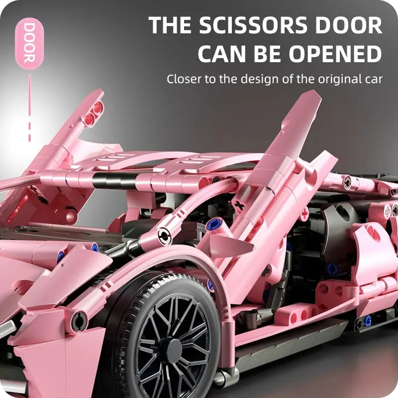 Pink Lamborghini Building Blocks