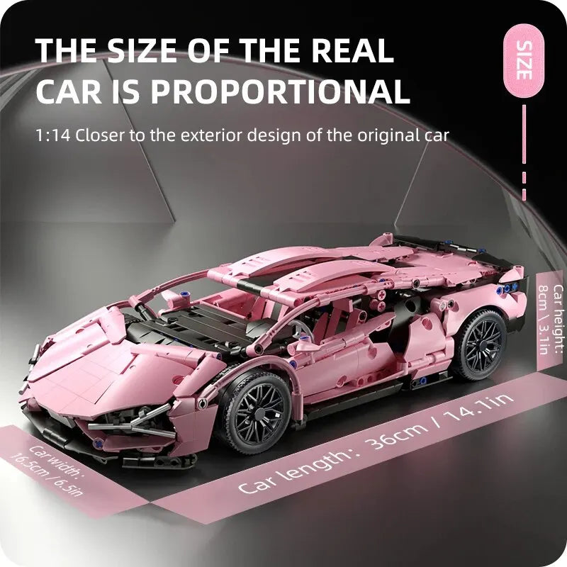 Pink Lamborghini Building Blocks